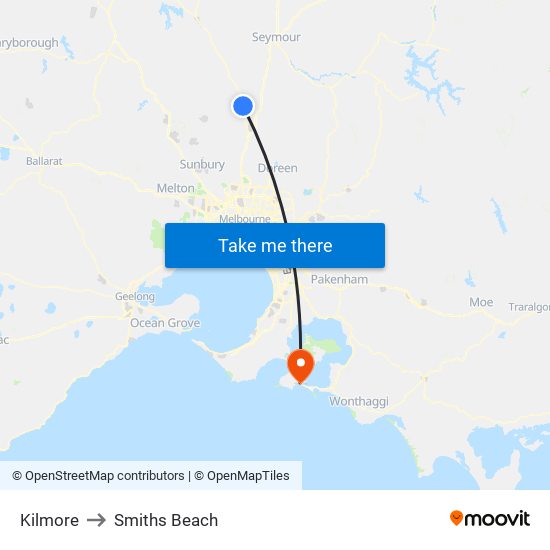 Kilmore to Smiths Beach map