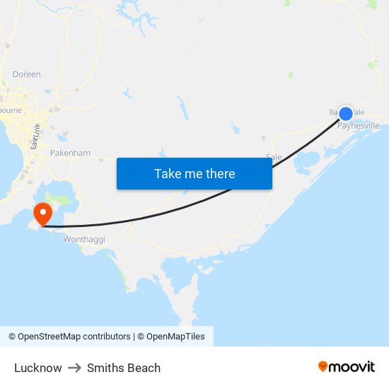 Lucknow to Smiths Beach map