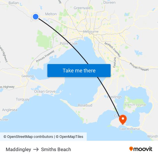 Maddingley to Smiths Beach map