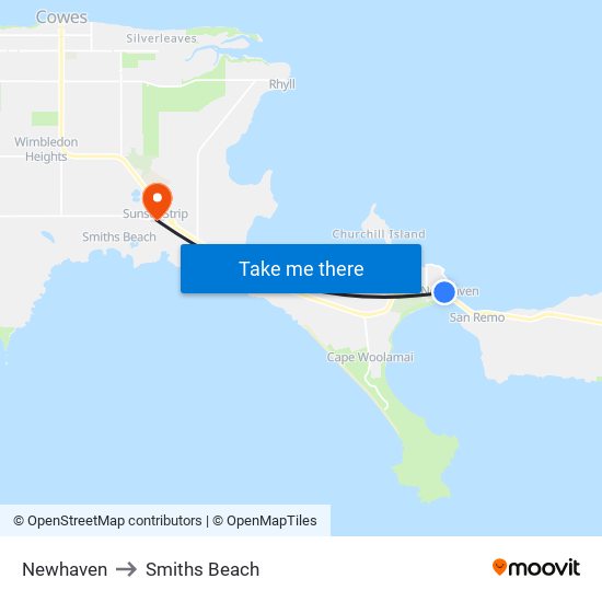 Newhaven to Smiths Beach map