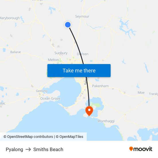 Pyalong to Smiths Beach map