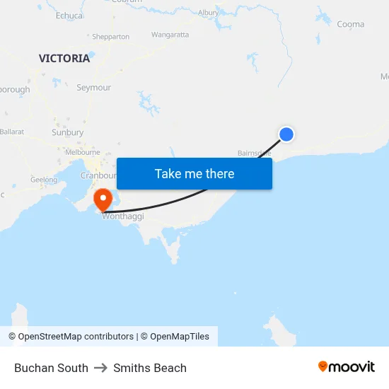 Buchan South to Smiths Beach map