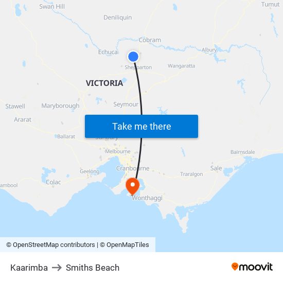 Kaarimba to Smiths Beach map