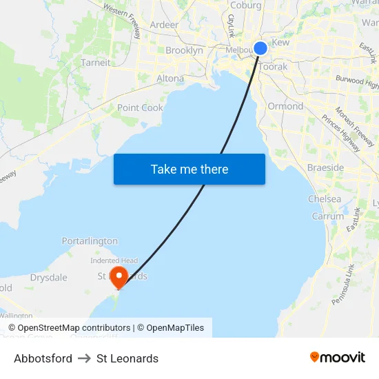 Abbotsford to St Leonards map
