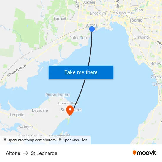 Altona to St Leonards map