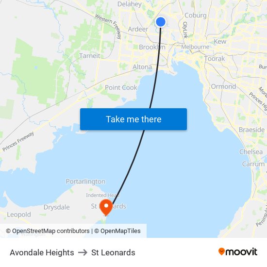 Avondale Heights to St Leonards map