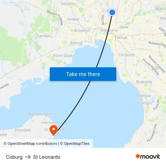 Coburg to St Leonards map