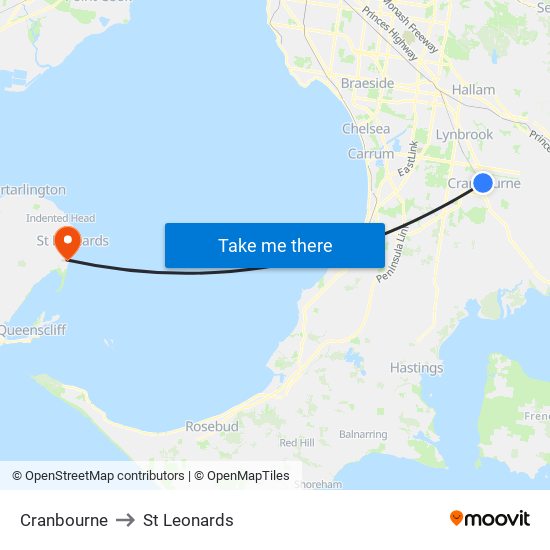 Cranbourne to St Leonards map