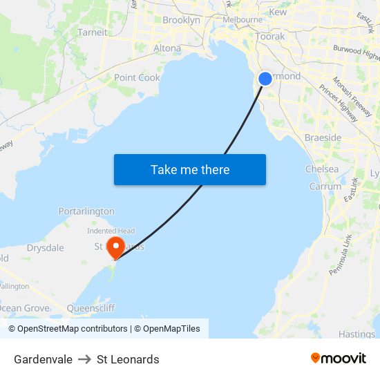 Gardenvale to St Leonards map