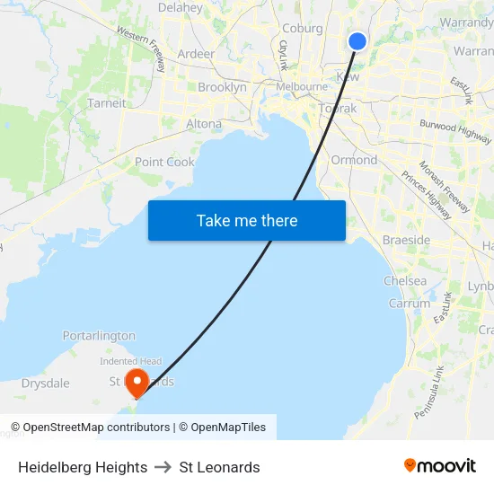 Heidelberg Heights to St Leonards map