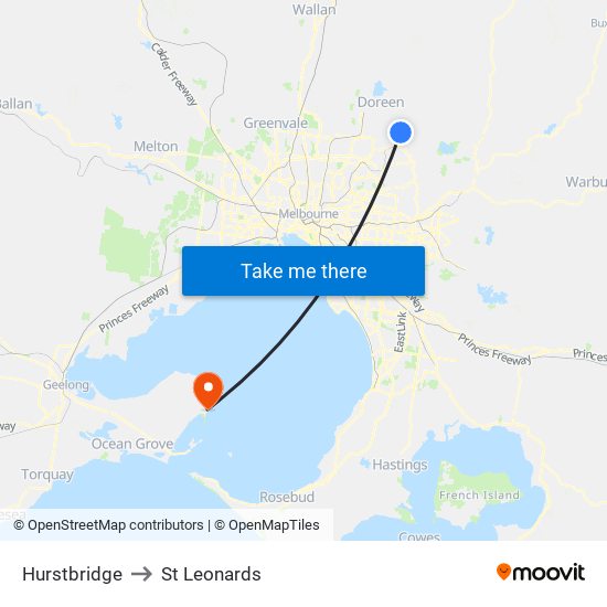 Hurstbridge to St Leonards map