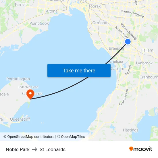 Noble Park to St Leonards map
