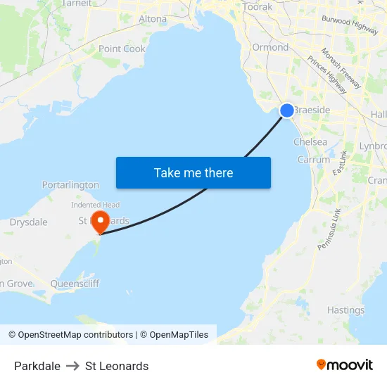 Parkdale to St Leonards map