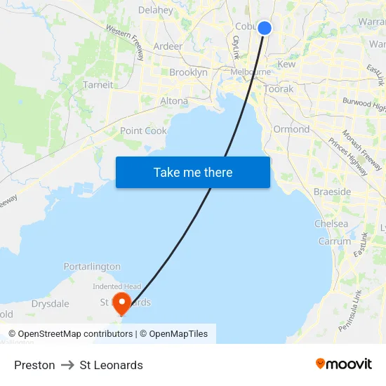 Preston to St Leonards map