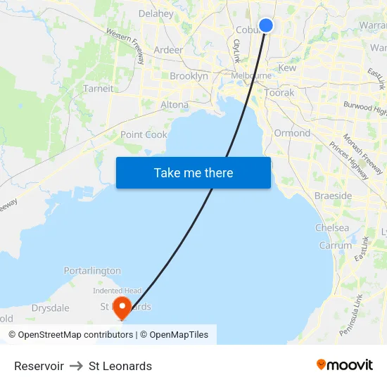 Reservoir to St Leonards map