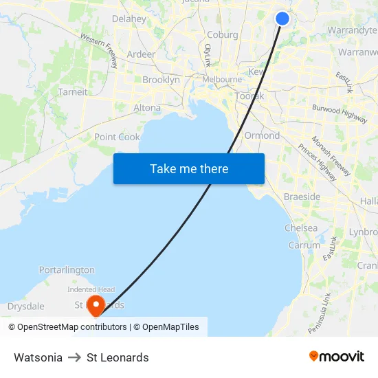 Watsonia to St Leonards map