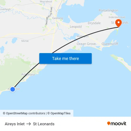 Aireys Inlet to St Leonards map