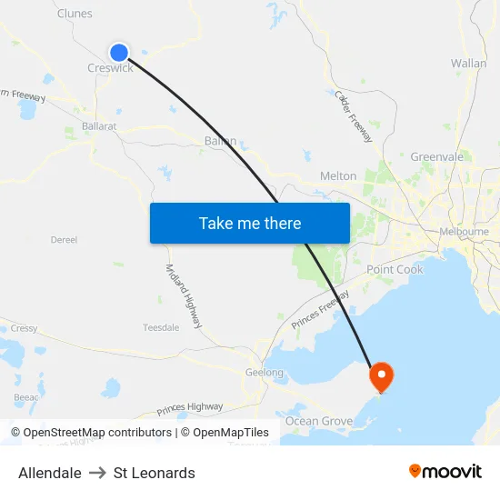 Allendale to St Leonards map