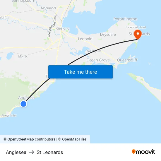 Anglesea to St Leonards map