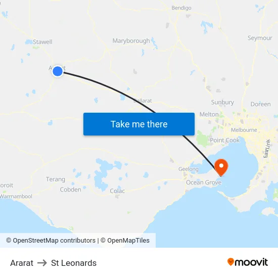 Ararat to St Leonards map