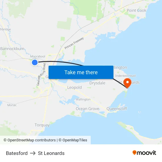 Batesford to St Leonards map