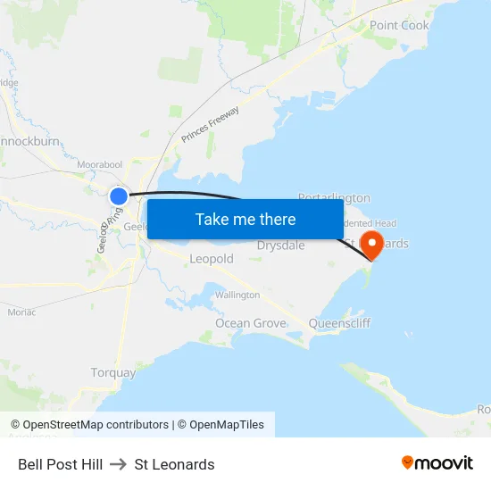 Bell Post Hill to St Leonards map
