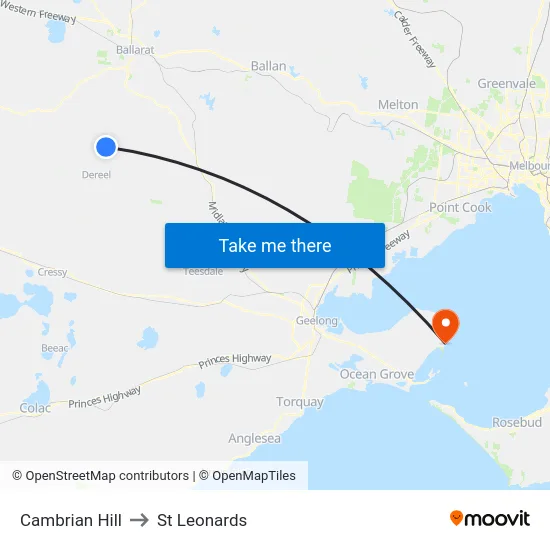 Cambrian Hill to St Leonards map