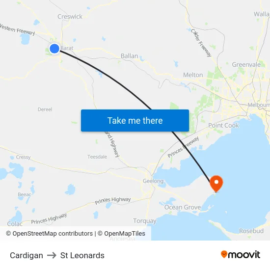 Cardigan to St Leonards map