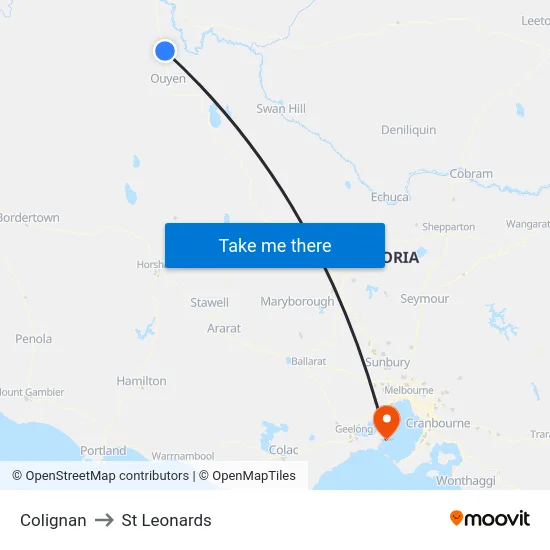 Colignan to St Leonards map