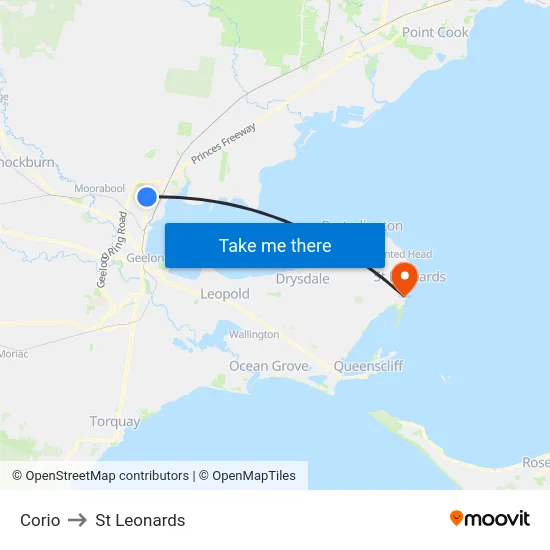 Corio to St Leonards map