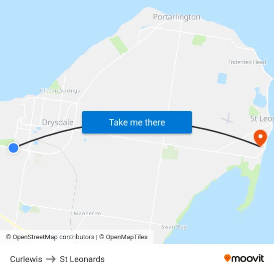 Curlewis to St Leonards map