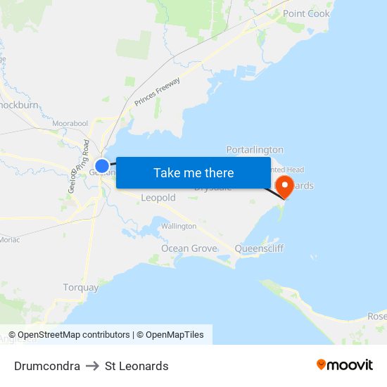 Drumcondra to St Leonards map