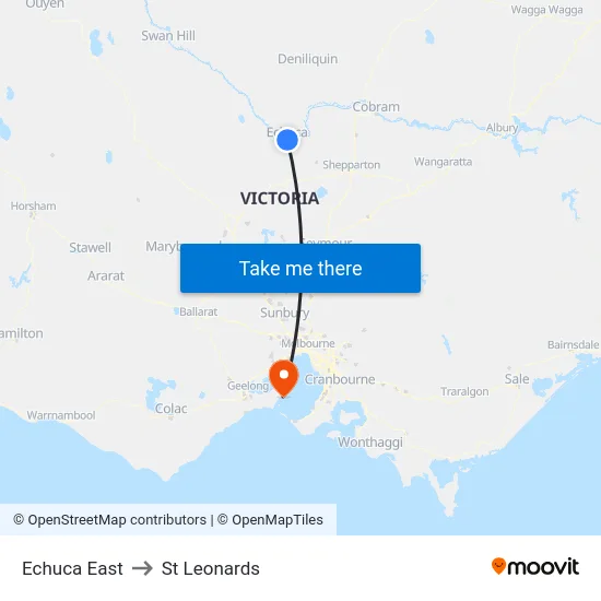 Echuca East to St Leonards map