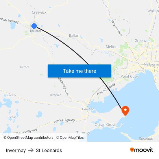 Invermay to St Leonards map