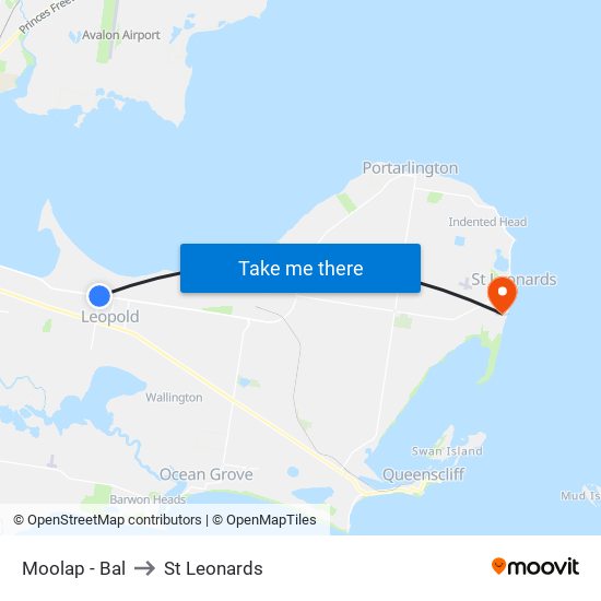 Moolap - Bal to St Leonards map