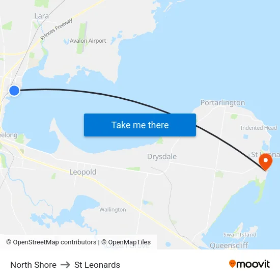 North Shore to St Leonards map
