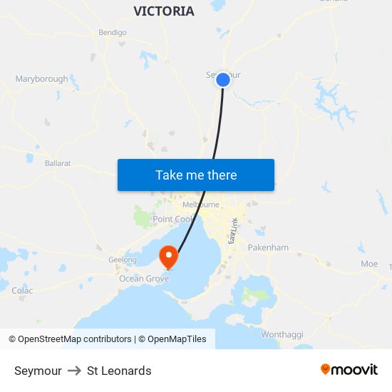 Seymour to St Leonards map