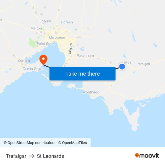 Trafalgar to St Leonards map