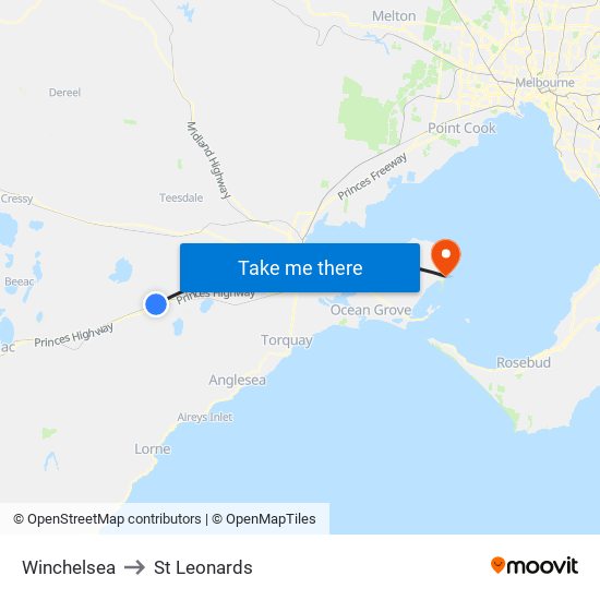 Winchelsea to St Leonards map