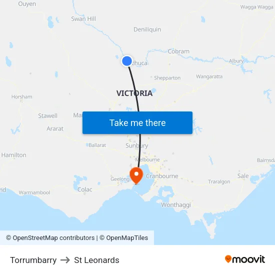 Torrumbarry to St Leonards map
