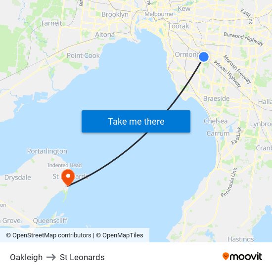 Oakleigh to St Leonards map