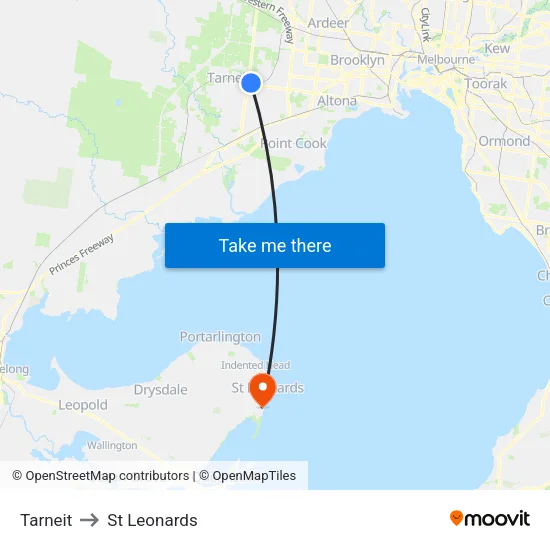Tarneit to St Leonards map