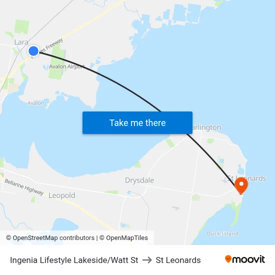 Ingenia Lifestyle Lakeside/Watt St to St Leonards map