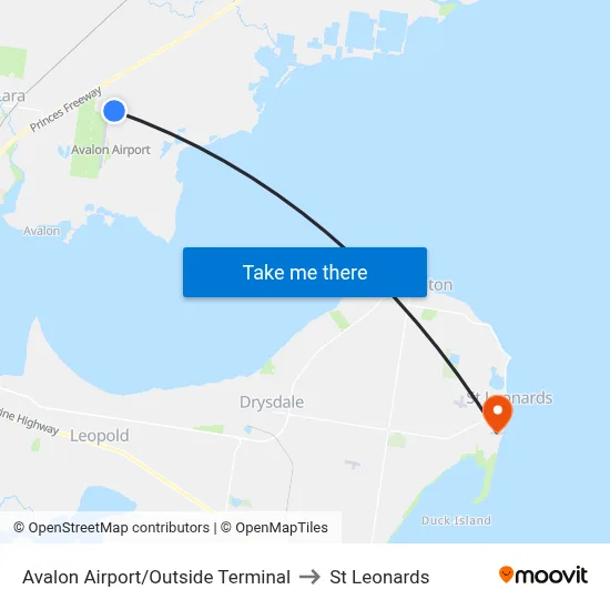 Avalon Airport/Outside Terminal to St Leonards map