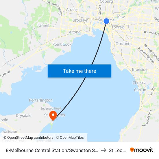 8-Melbourne Central Station/Swanston St (Melbourne City) to St Leonards map