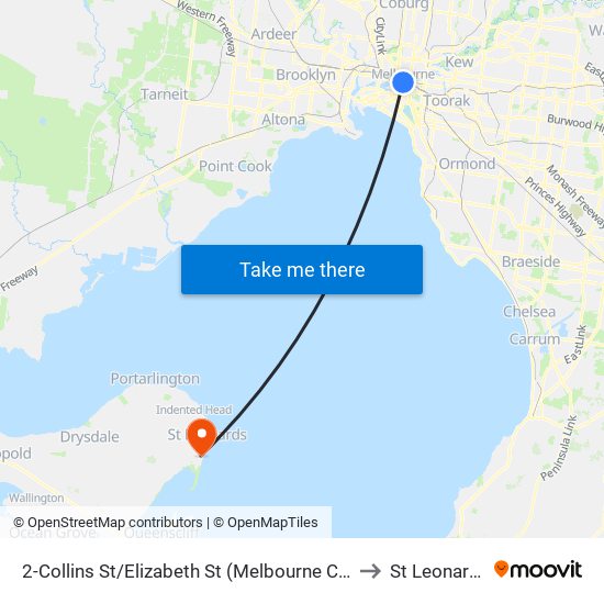 2-Collins St/Elizabeth St (Melbourne City) to St Leonards map