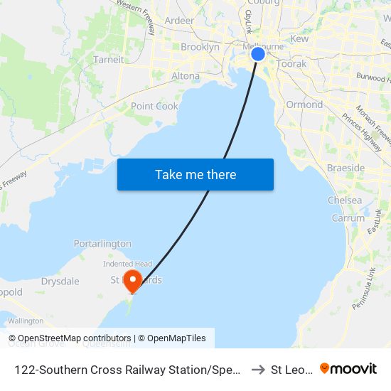 122-Southern Cross Railway Station/Spencer St (Melbourne City) to St Leonards map