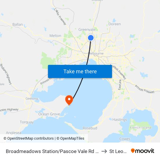 Broadmeadows Station/Pascoe Vale Rd (Broadmeadows) to St Leonards map