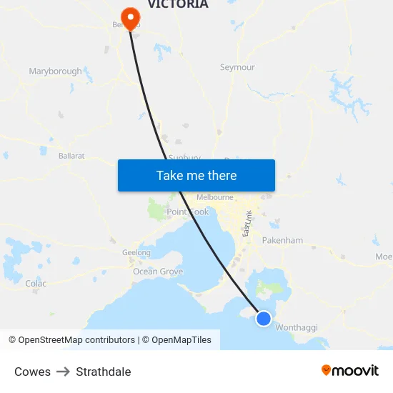 Cowes to Strathdale map
