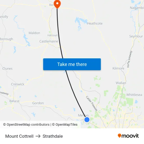Mount Cottrell to Strathdale map